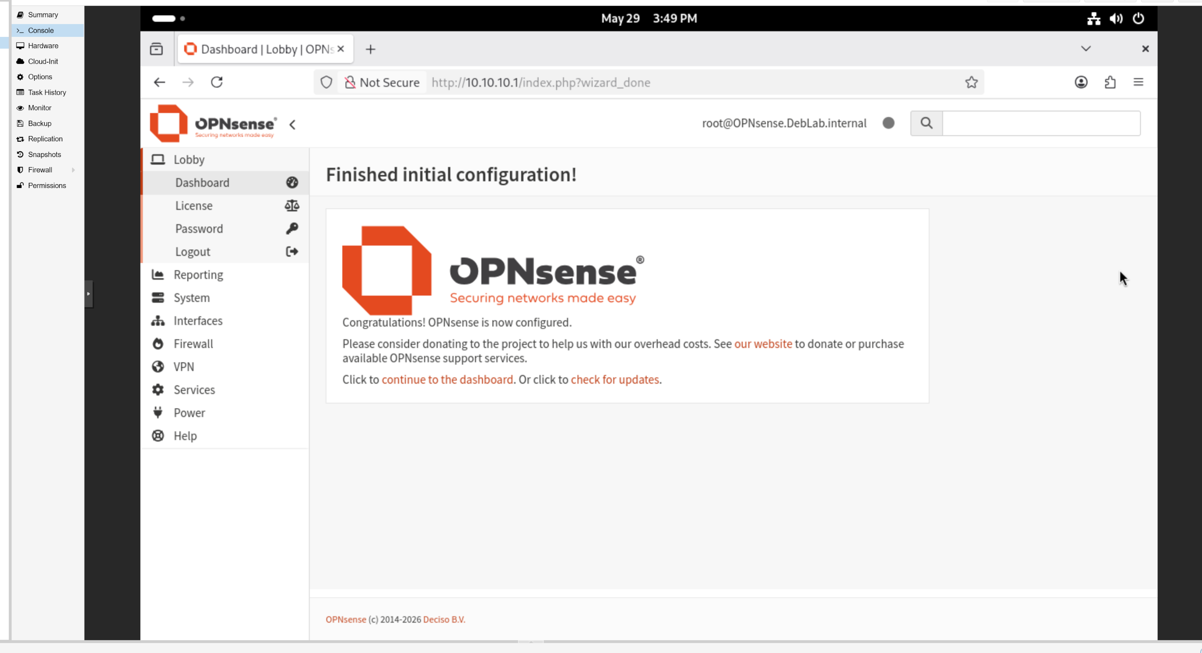 Opnsense installation step 7